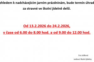 Prodloužený termín úhrady stravného ve školní jídelně