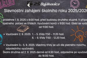Informace k zahájení školního roku 2025/2026
